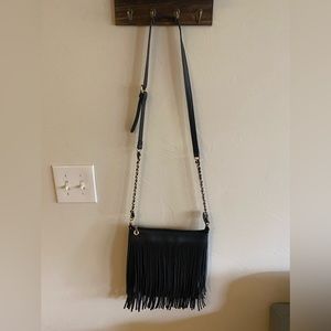 Black Fringe Leather Purse